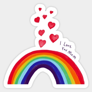 Mothersday rainbow hearts i love you mom Sticker